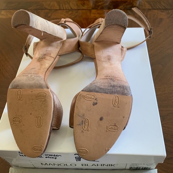 Manolo Blahnik Convu Vachetta Ankle-Cuff Heel - Picture 8 of 10